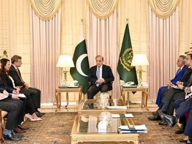 a us delegation led by us state dept official eric meyer calls on prime minister shehbaz sharif in islamabad on april 9 2025 photo pid a us delegation led by us state dept official eric meyer calls on prime minister shehbaz sharif in islamabad on april 9 2025 photo pid