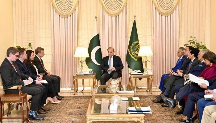 a us delegation led by us state dept official eric meyer calls on prime minister shehbaz sharif in islamabad on april 9 2025 photo pid a us delegation led by us state dept official eric meyer calls on prime minister shehbaz sharif in islamabad on april 9 2025 photo pid
