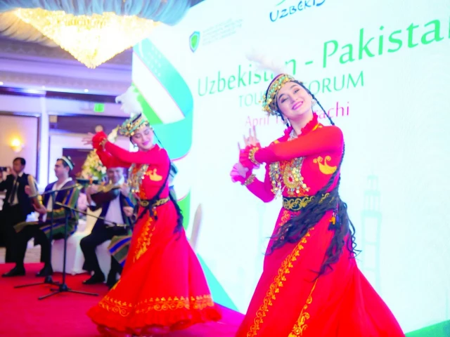 a troupe from uzbekistan mesmerises the karachi audience with their vibrant performances showcasing traditional moves and colourful costumes at the uzbekistan tourism road show photo express a troupe from uzbekistan mesmerises the karachi audience with their vibrant performances showcasing traditional moves and colourful costumes at the uzbekistan tourism road show photo express