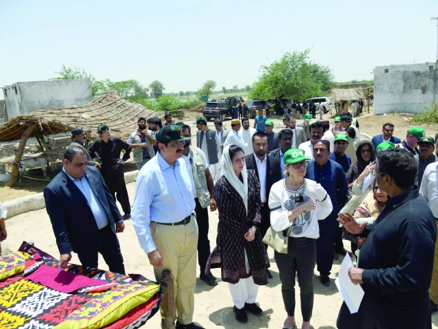 first lady aseefa bhutto zardari accompanied by wb md anna bejerde cm murad ali shah and health minister azra fazal pechuho visit flood rehabilitation project in shaheed benazirabad photo express first lady aseefa bhutto zardari accompanied by wb md anna bejerde cm murad ali shah and health minister azra fazal pechuho visit flood rehabilitation project in shaheed benazirabad photo express