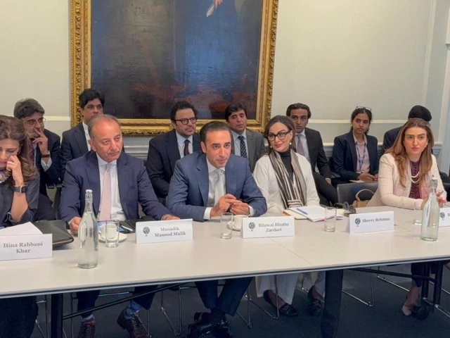 a high level pakistani parliamentary delegation led by former foreign minister bilawal bhutto zardari engages with members of british think tank academia and policymaking community at the chatham house in london on june 9 2025 photo ppp media cell x a high level pakistani parliamentary delegation led by former foreign minister bilawal bhutto zardari engages with members of british think tank academia and policymaking community at the chatham house in london on june 9 2025 photo ppp media cell x