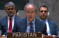 pakistan s permanent representative to the un ambassador asim iftikhar ahmad speaks at the un security council meeting on israel iran conflict on june 13 2025 courtesy x pakistanun ny