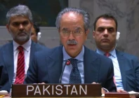 pakistan s permanent representative to the un ambassador asim iftikhar ahmad speaks at the un security council meeting on israel iran conflict on june 13 2025 courtesy x pakistanun ny