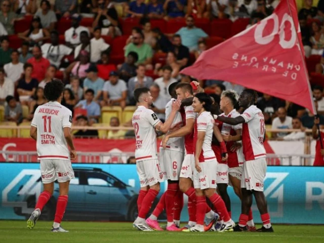monaco players celebrate eric dier s c goal against le havre at the louis ii stadium