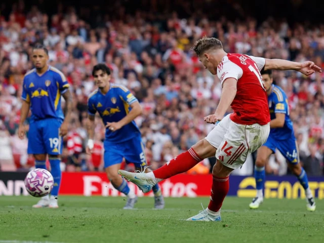 arsenal s viktor gyokeres scores their fifth goal from the penalty spot photo reuters arsenal s viktor gyokeres scores their fifth goal from the penalty spot photo reuters