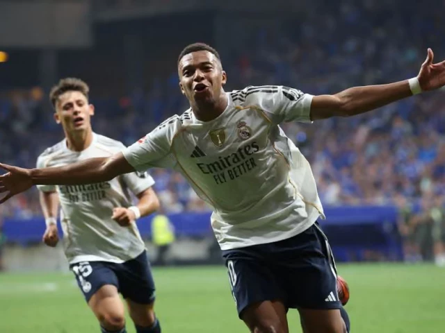 real madrid s kylian mbapp celebrates scoring the first of his two goals photo afp real madrid s kylian mbapp celebrates scoring the first of his two goals photo afp