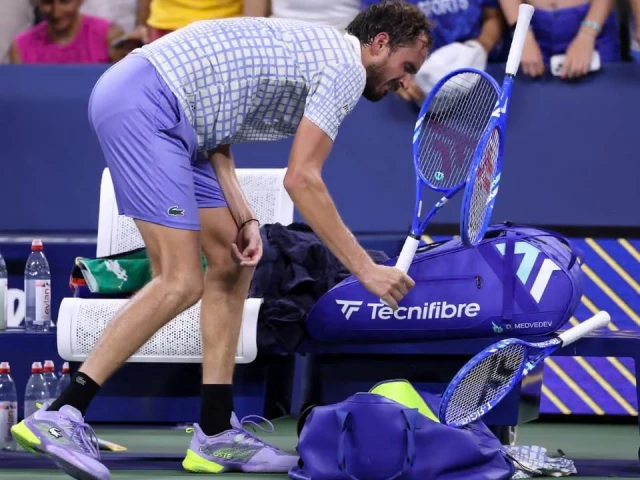 daniil medvedev breaks his racket after losing in five sets to benjamin bonzi photo afp daniil medvedev breaks his racket after losing in five sets to benjamin bonzi photo afp