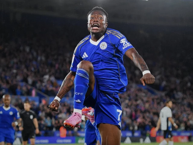 abdul fatawu of leicester city celebrates scoring the opening goal photo leicester city x