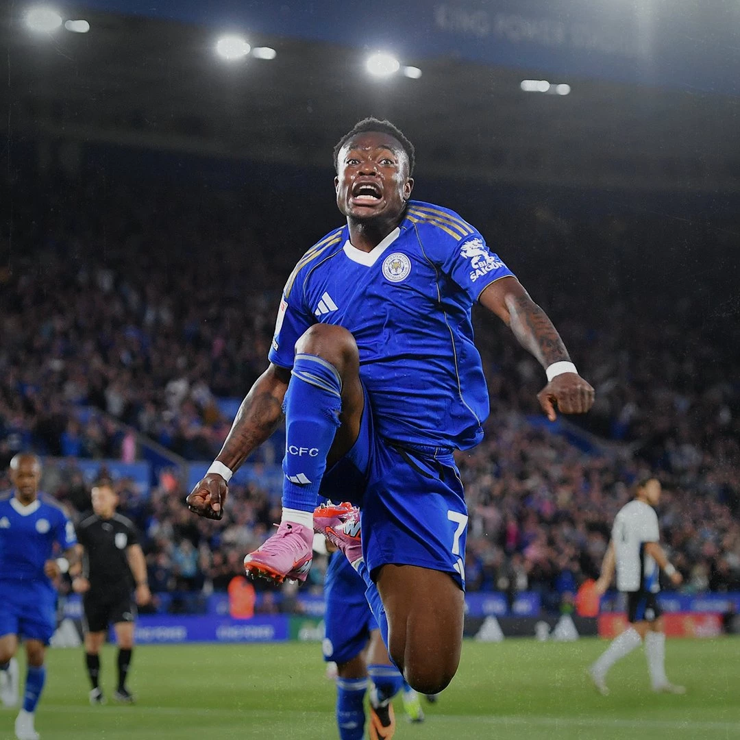 abdul fatawu of leicester city celebrates scoring the opening goal photo leicester city x