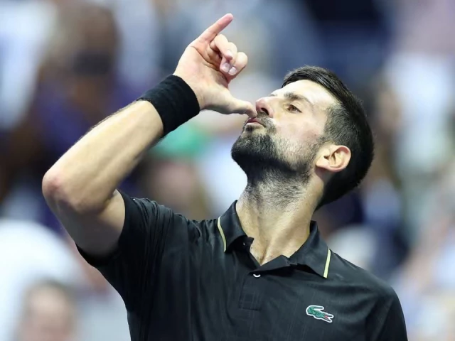 serbia s novak djokovic celebrates after beating taylor fritz and moving into a semi final clash against carlos alcaraz photo afp serbia s novak djokovic celebrates after beating taylor fritz and moving into a semi final clash against carlos alcaraz photo afp