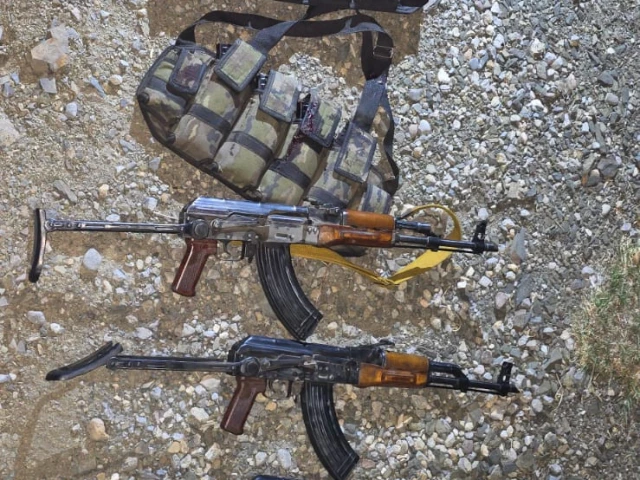 ctd recovers a cache of weapons including three sub machine guns 12 magazines 135 bullets and three bandoliers photo express