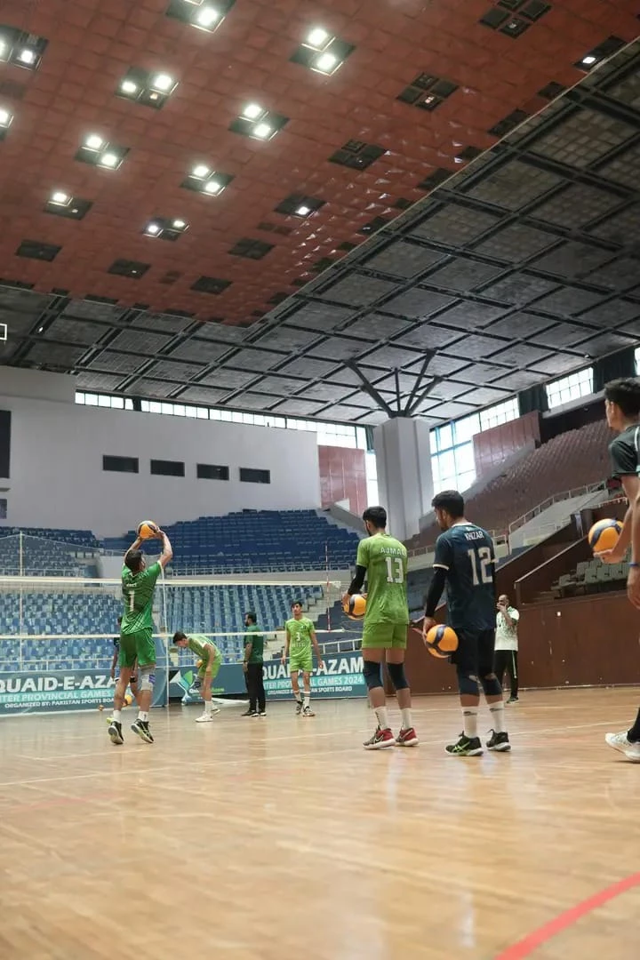 there are 18 players training for the asian youth games at the ongoing national junior volleyball camp held at pakistan sports complex islamabad photo psb