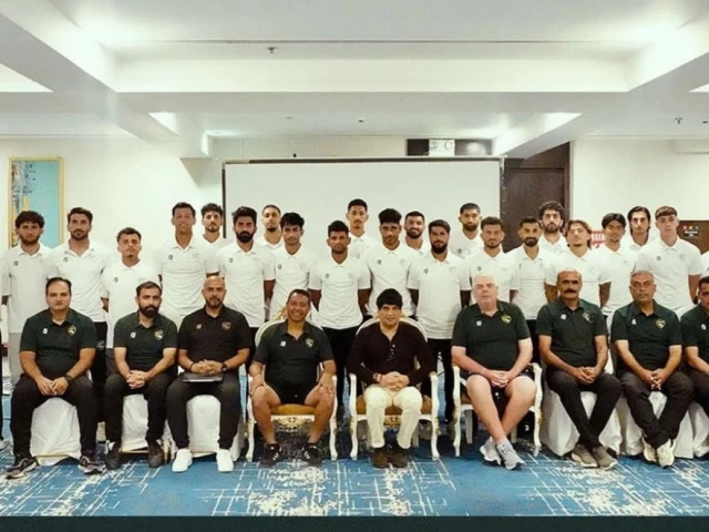 pakistan football federation president mohsen gilani meets the final 25 man pakistan squad selected for the match against afghanistan photo pff pakistan football federation president mohsen gilani meets the final 25 man pakistan squad selected for the match against afghanistan photo pff