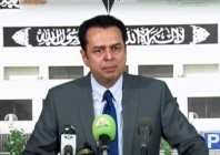 minister of state for interior talal chaudhry speaking to reporters outside parliament house in islamabad on october 9 2025 screengrab