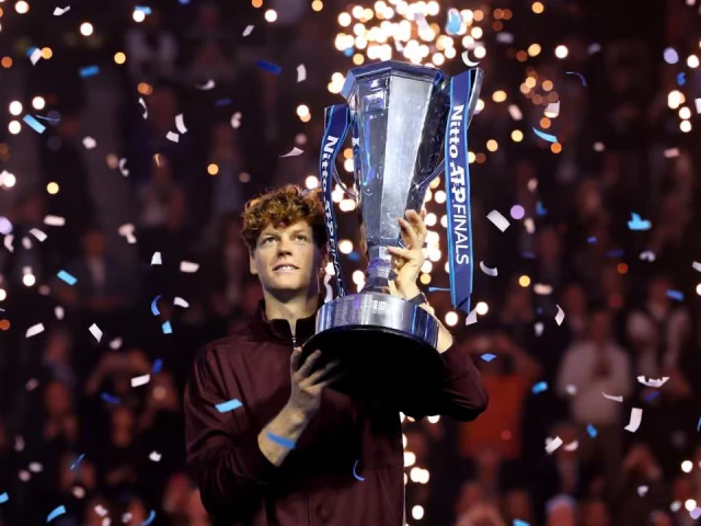 jannik sinner lifts the atp finals trophy after his win over carlos alcaraz photo reuters jannik sinner lifts the atp finals trophy after his win over carlos alcaraz photo reuters
