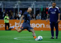 inter milan s federico dimarco during the warm up before the match photo reuters