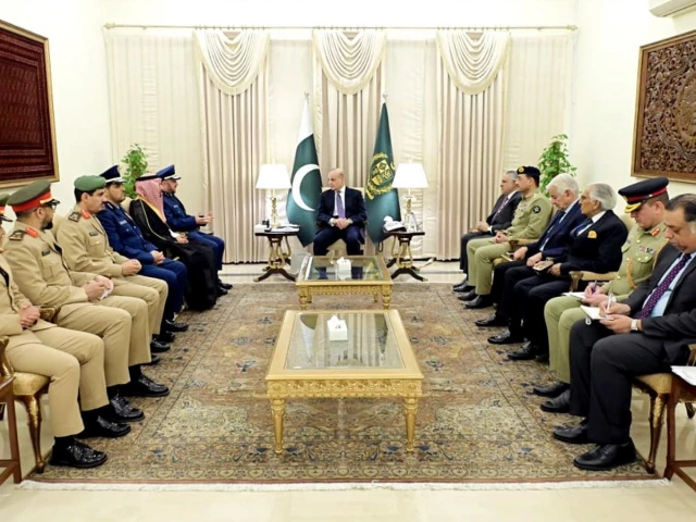 saudi chief of general staff general fayyad bin hamed al ruwaili meets pm shehbaz dpm ishaq dar field marshal asim munir during his visit to islamabad on november 24 photo app saudi chief of general staff general fayyad bin hamed al ruwaili meets pm shehbaz dpm ishaq dar field marshal asim munir during his visit to islamabad on november 24 photo app