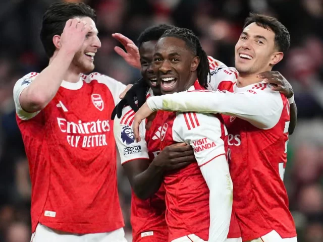 eberechi eze centre celebrates completing his hat trick to make it 4 1 against spurs photo afp eberechi eze centre celebrates completing his hat trick to make it 4 1 against spurs photo afp