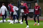 arsenal s martin odegaard attends a team training session at the sobha realty training centre london tuesday ahead of wednesday s champions league match against bayern munich photo afp