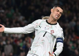 cristiano ronaldo was shown a red card after appearing to swing an elbow at ireland defender dara o shea during a world cup qualifier earlier this month photo afp