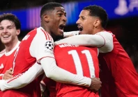 arsenal players celebrate during their 3 1 win over bayern munich photo afp