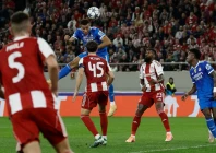 kylian mbappe scored all four goals as real madrid hung on to beat olympiacos 4 3 in the champions league on wednesday photo reuters