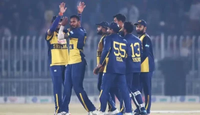 sri lanka edge pakistan by six runs in t20i tri series photo pcb
