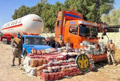 anti narcotics force seized narcotics worth more than 154 million from an lpg container truck during an intelligence based operation in balochistan photo express