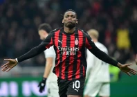 ac milan s rafael leao celebrates scoring their first goal photo reuters