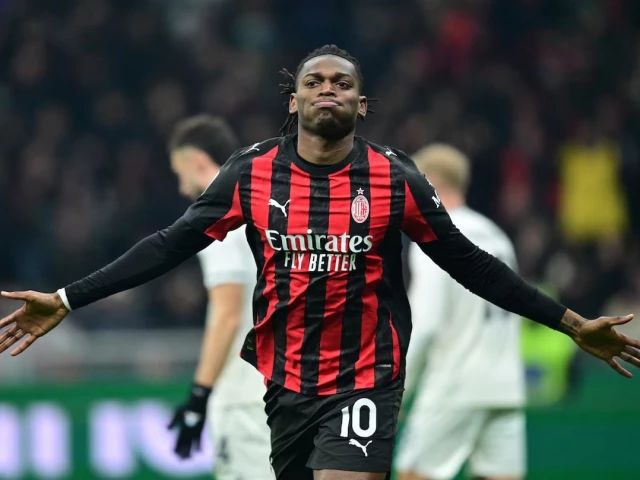 ac milan s rafael leao celebrates scoring their first goal photo reuters