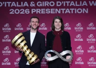 elisa longo borghini right and simon yates hold the giro d italia trophies on monday december 1 2025 in rome photo ap