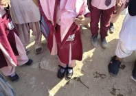 five year old inayah amin narrowly escapes death after plunging into an uncovered sewer pit outside a private school in manghopir karachi