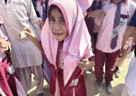 five year old inayah amin narrowly escapes death after plunging into an uncovered sewer pit outside a private school in manghopir karachi photo express