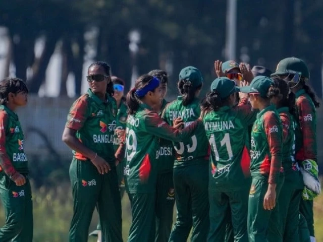 bangladesh women celebrate a wicket against pakistan photo pcb