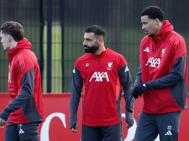 mohamed salah with hugo ekitik right and florian wirtz during training but the egyptian was left at home for the trip to play inter photo reuters