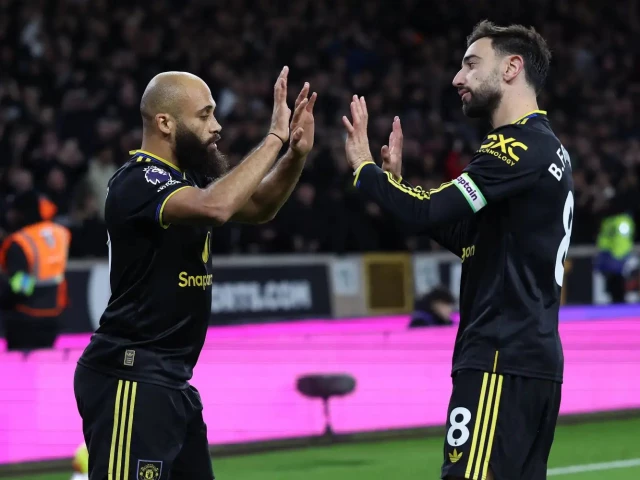 manchester united s bryan mbeumo celebrates scoring the team s second goal with bruno fernandes during the match photo afp manchester united s bryan mbeumo celebrates scoring the team s second goal with bruno fernandes during the match photo afp