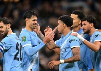 manchester city s savinho celebrates scoring their second goal with teammates photo reuters