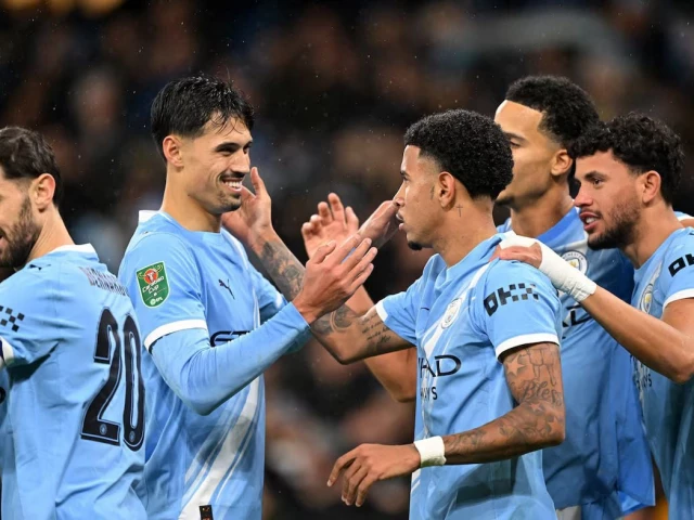 manchester city s savinho celebrates scoring their second goal with teammates photo reuters manchester city s savinho celebrates scoring their second goal with teammates photo reuters