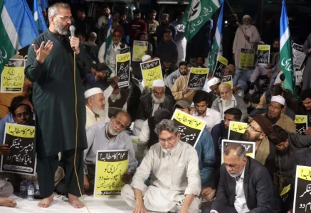 ji stages sit in at 13 different places in karachi against growing lawlessness photo ppi
