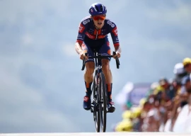 team picnic postnl s oscar onley crosses the finish line after stage 13 photo reuters