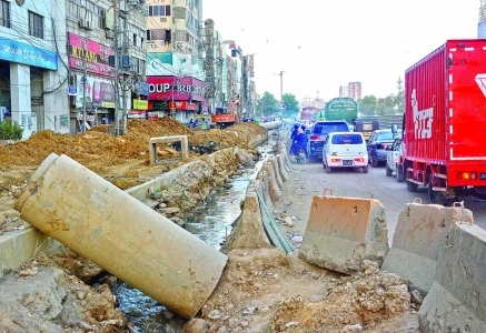 as 2025 comes to a close the city grapples with consequences of unfinished development projects broken roads blocked sewers and rising pollution continue to endanger public health photo express