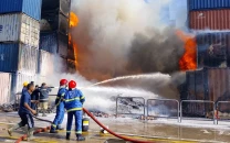 massive fire at karachi port doused after engulfing over 20 containers no casualties reported