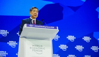 he lifeng vice premier of the people s republic of china during his special address at the world economic forum annual meeting 2026 in davos on january 20 2026 photo world economic forum