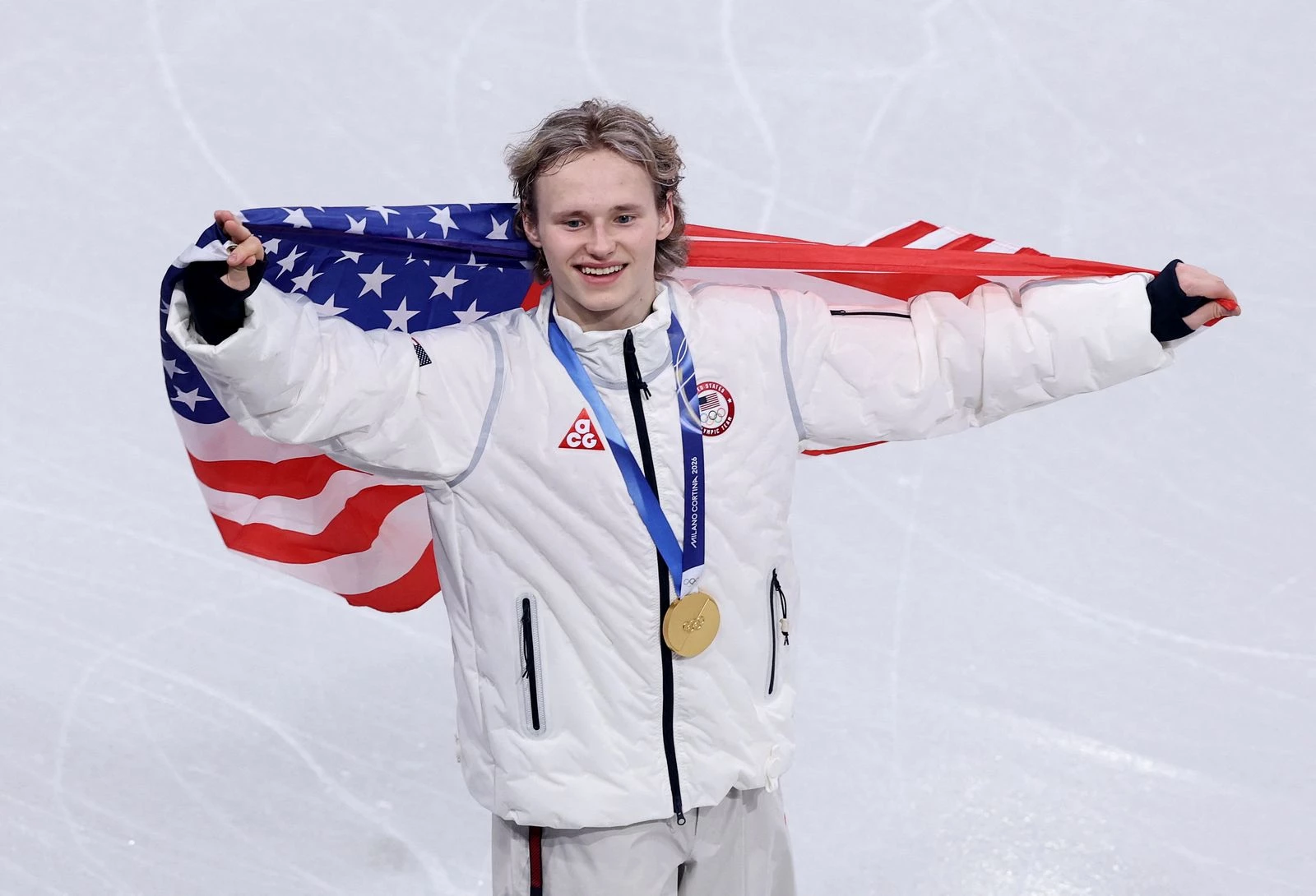 gold medallist ilia malinin of united states celebrates after winning the team event photo reuters