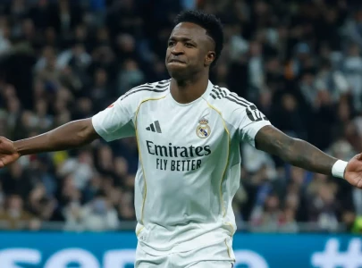 vinicius bags brace as real madrid take liga lead end sociedad run