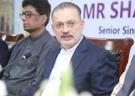 sindh senior minister sharjeel inam memon attends a ceremony at the hyderabad press club on friday photo express