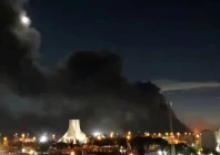 smoke rises over azadi square following a strike amid the us israeli conflict with iran in tehran iran april 6 2026 in this screengrab obtained from a social media video courtesy social media via reuters