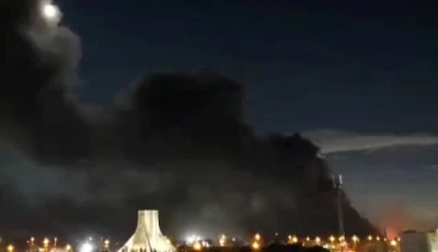 smoke rises over azadi square following a strike amid the us israeli conflict with iran in tehran iran april 6 2026 in this screengrab obtained from a social media video courtesy social media via reuters