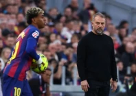 barcelona coach hansi flick defends 18 year old lamine yamal saying he will always back the young star despite his emotional outbursts photo afp file
