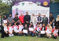 officials and players pose for a group photo during an event organized by razi sports academy in islamabad
